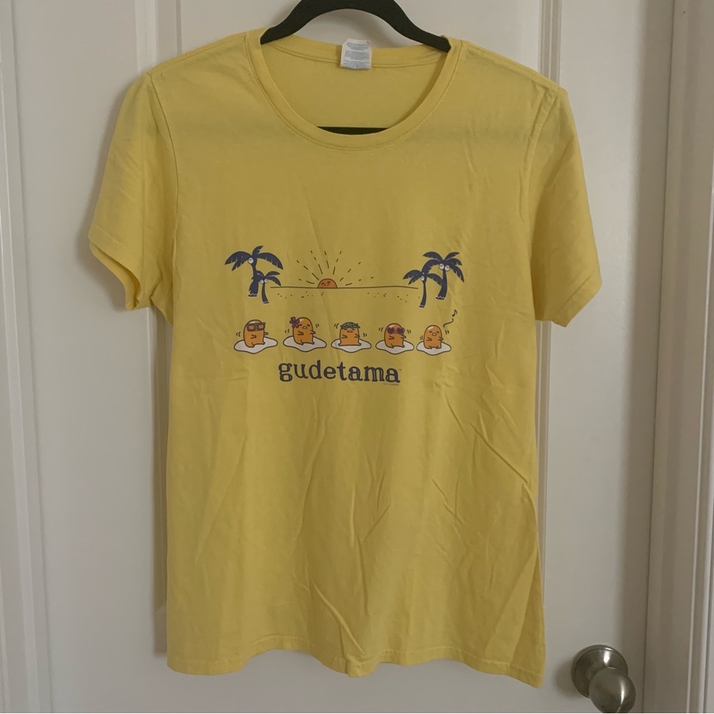 Sanrio Gudetama Hula Yellow T-Shirt, L